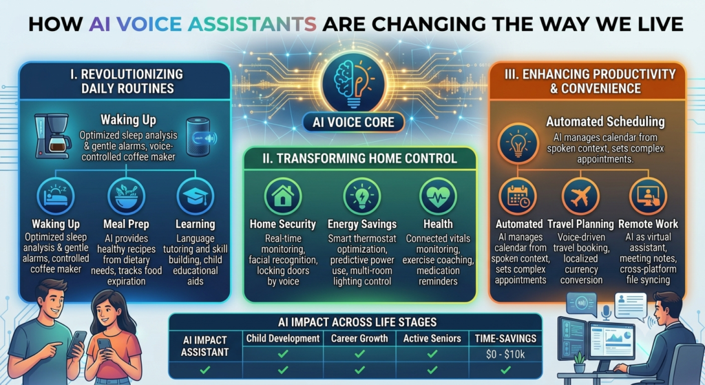 AI voice assistant smart speaker on a kitchen counter