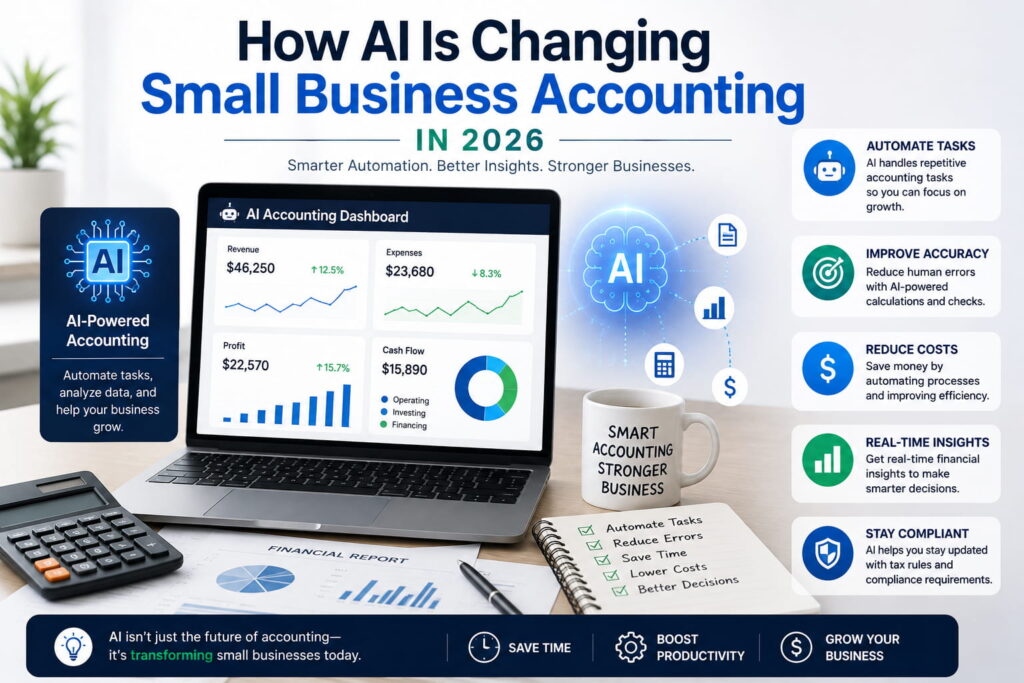 How AI is changing small business accounting in 2026 with automation, accurate financial insights, cost savings, and smarter business decisions