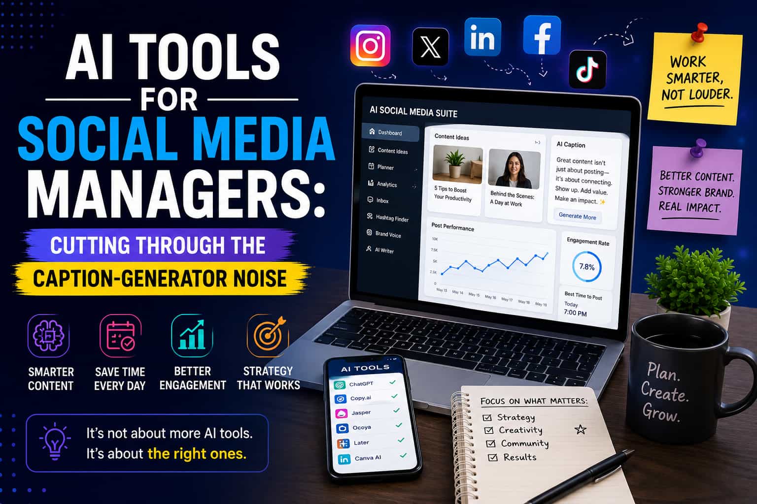 AI tools for social media managers to create smarter content and improve social media strategy