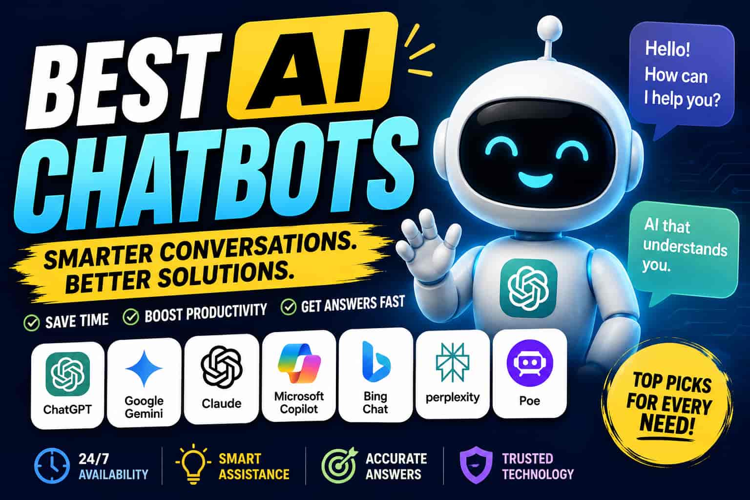 Best AI chatbots for smart conversations, fast answers, productivity, and everyday assistance