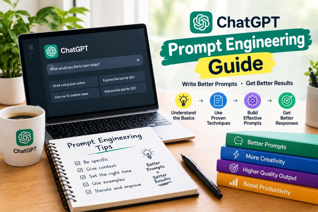 ChatGPT prompt engineering guide showing techniques for writing effective prompts