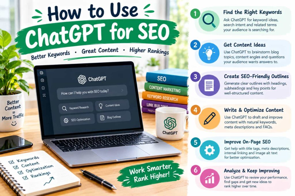 How to use ChatGPT for SEO with keyword research, content ideas, SEO outlines, and on-page optimization